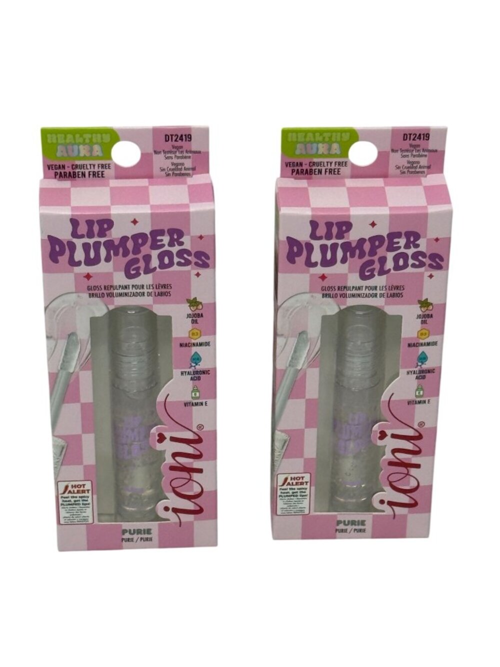 ioni Lip Plumper Gloss Purie Healthy Aura Vegan NWT 2 Pack